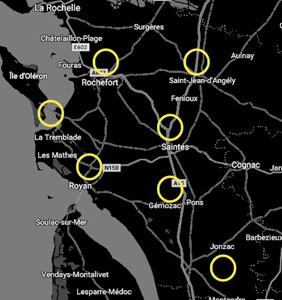zone d'intervention rochefort saintes gemozac - Chrente maritime -17